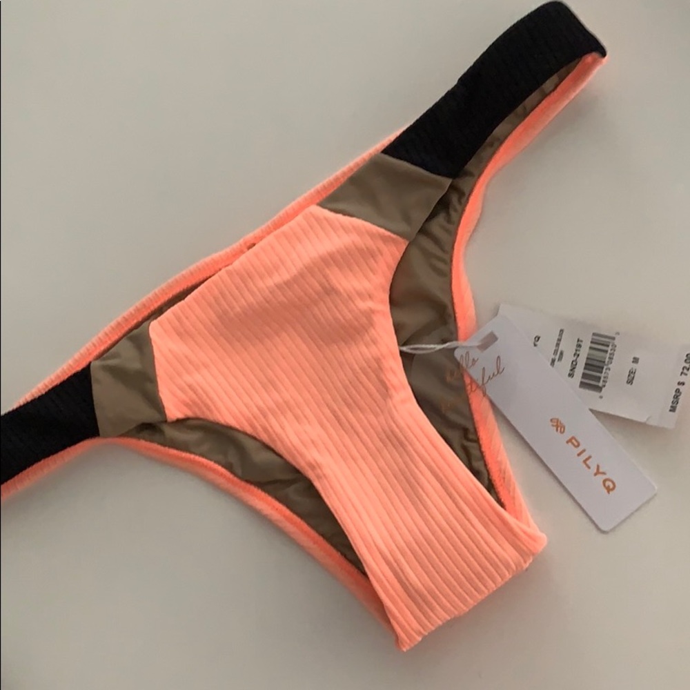 NWT PILYQ sandstone colorblock bikini bottoms